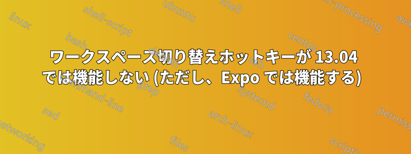 ワークスペース切り替えホットキーが 13.04 では機能しない (ただし、Expo では機能する) 