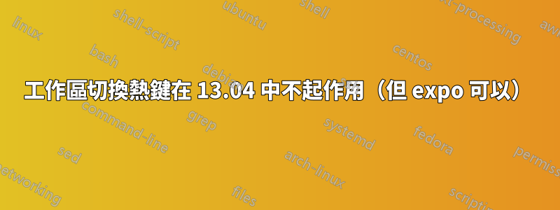 工作區切換熱鍵在 13.04 中不起作用（但 expo 可以）