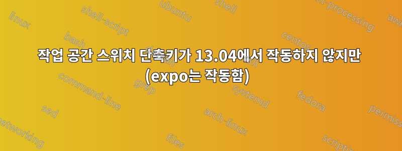 작업 공간 스위치 단축키가 13.04에서 작동하지 않지만 (expo는 작동함) 