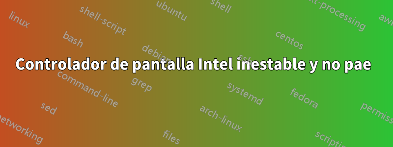 Controlador de pantalla Intel inestable y no pae 