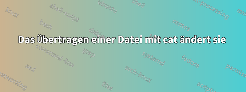 Das Übertragen einer Datei mit cat ändert sie