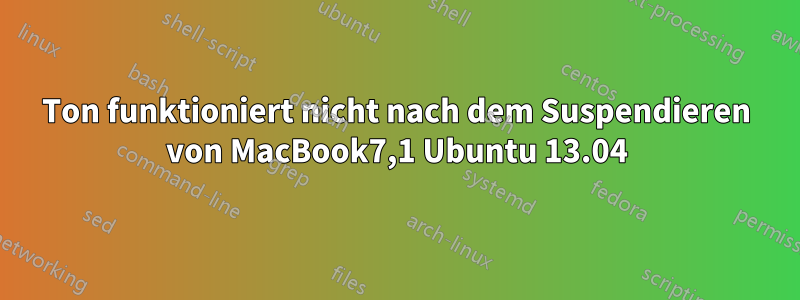 Ton funktioniert nicht nach dem Suspendieren von MacBook7,1 Ubuntu 13.04