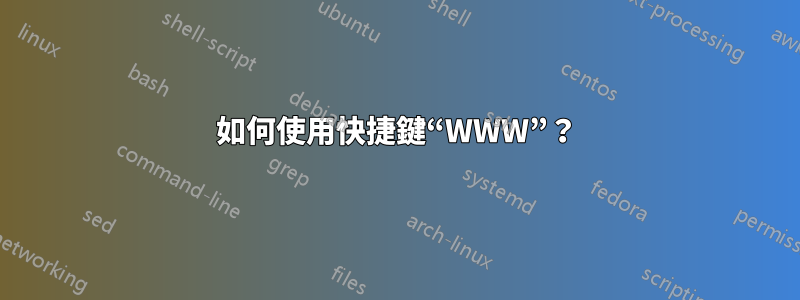如何使用快捷鍵“WWW”？
