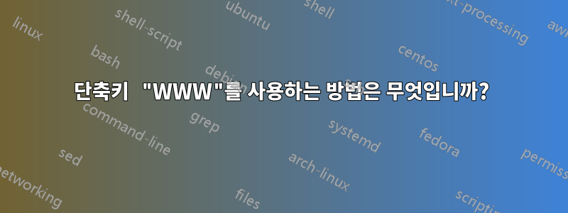 단축키 "WWW"를 사용하는 방법은 무엇입니까?