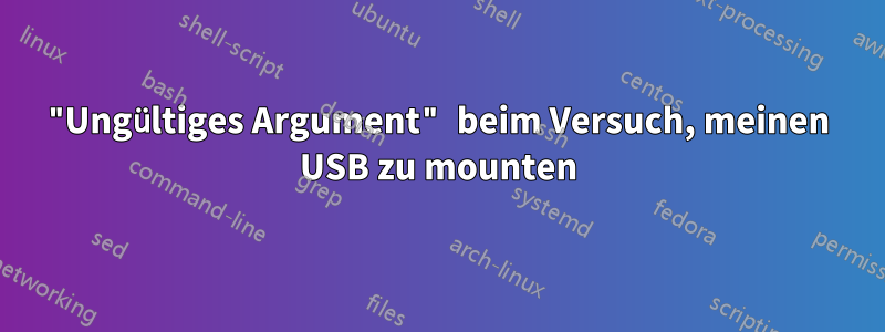 "Ungültiges Argument" beim Versuch, meinen USB zu mounten