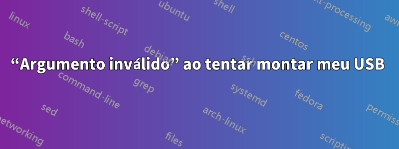 “Argumento inválido” ao tentar montar meu USB
