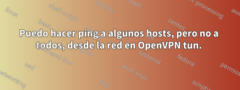 Puedo hacer ping a algunos hosts, pero no a todos, desde la red en OpenVPN tun.