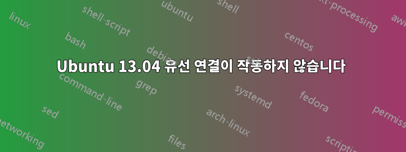 Ubuntu 13.04 유선 연결이 작동하지 않습니다