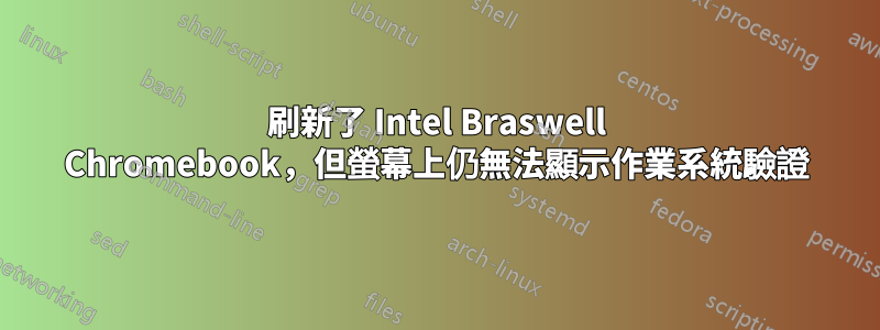 刷新了 Intel Braswell Chromebook，但螢幕上仍無法顯示作業系統驗證