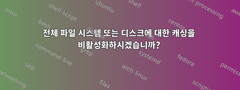 전체 파일 시스템 또는 디스크에 대한 캐싱을 비활성화하시겠습니까?