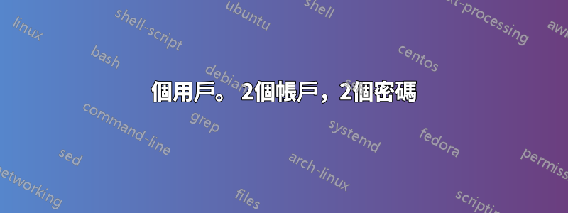 1 個用戶。 2個帳戶，2個密碼