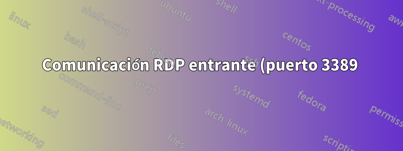 Comunicación RDP entrante (puerto 3389) a la máquina LAN