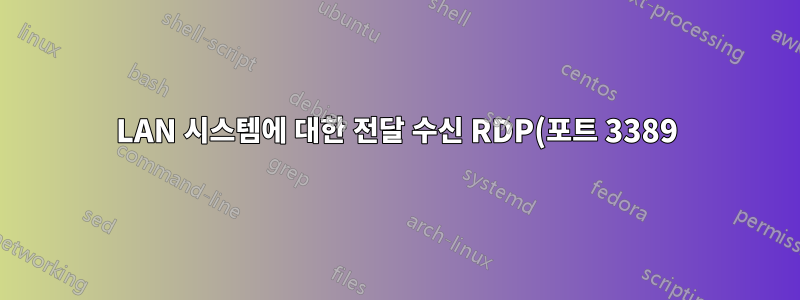LAN 시스템에 대한 전달 수신 RDP(포트 3389) 통신