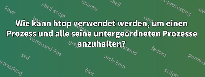 Wie kann htop verwendet werden, um einen Prozess und alle seine untergeordneten Prozesse anzuhalten?