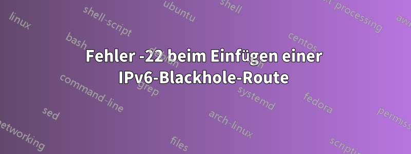 Fehler -22 beim Einfügen einer IPv6-Blackhole-Route