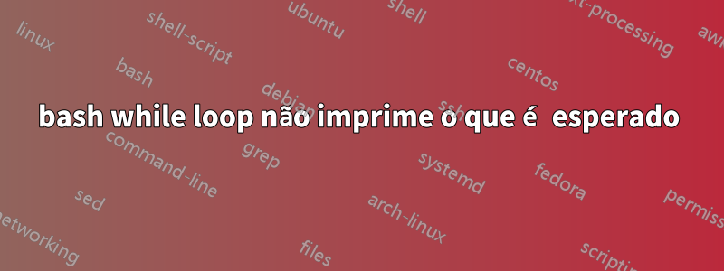 bash while loop não imprime o que é esperado