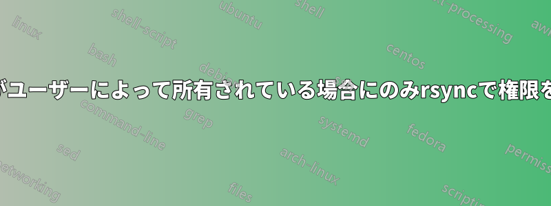 ファイルがユーザーによって所有されている場合にのみrsyncで権限を設定する