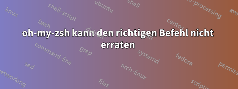 oh-my-zsh kann den richtigen Befehl nicht erraten