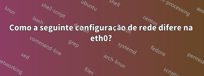 Como a seguinte configuração de rede difere na eth0?