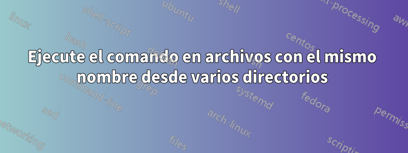 Ejecute el comando en archivos con el mismo nombre desde varios directorios