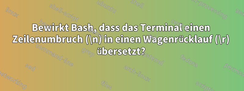 Bewirkt Bash, dass das Terminal einen Zeilenumbruch (\n) in einen Wagenrücklauf (\r) übersetzt?