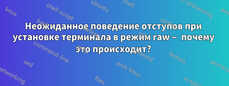 Неожиданное поведение отступов при установке терминала в режим raw — почему это происходит?