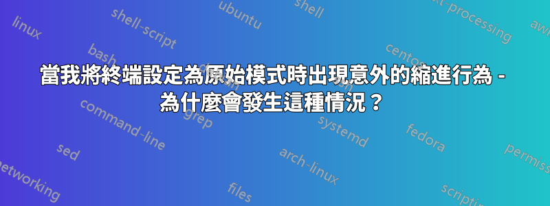 當我將終端設定為原始模式時出現意外的縮進行為 - 為什麼會發生這種情況？