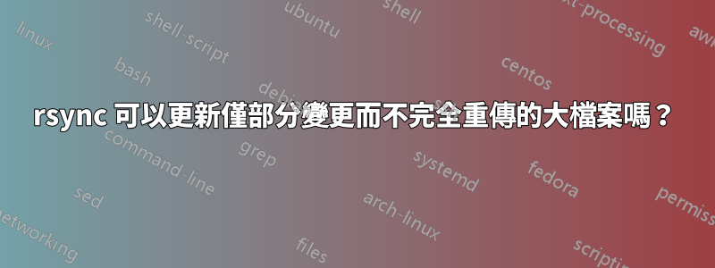 rsync 可以更新僅部分變更而不完全重傳的大檔案嗎？