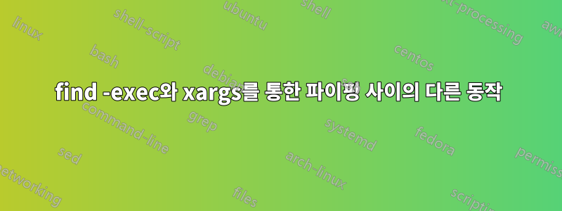 find -exec와 xargs를 통한 파이핑 사이의 다른 동작