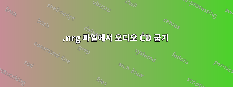 .nrg 파일에서 오디오 CD 굽기