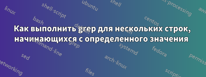 Как выполнить grep для нескольких строк, начинающихся с определенного значения 