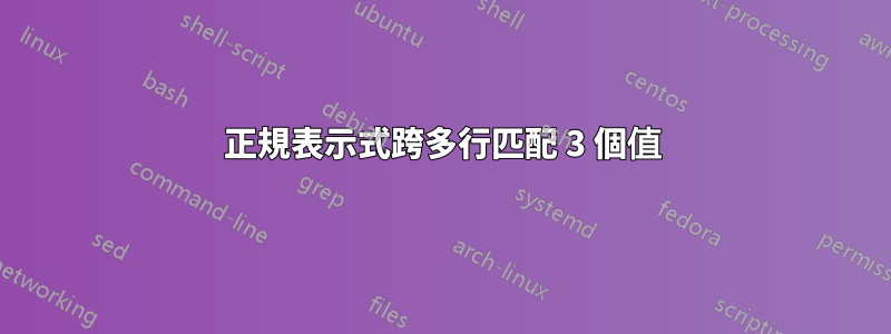 正規表示式跨多行匹配 3 個值