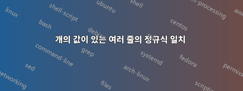 3개의 값이 있는 여러 줄의 정규식 일치