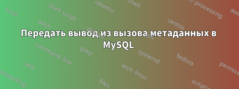 Передать вывод из вызова метаданных в MySQL