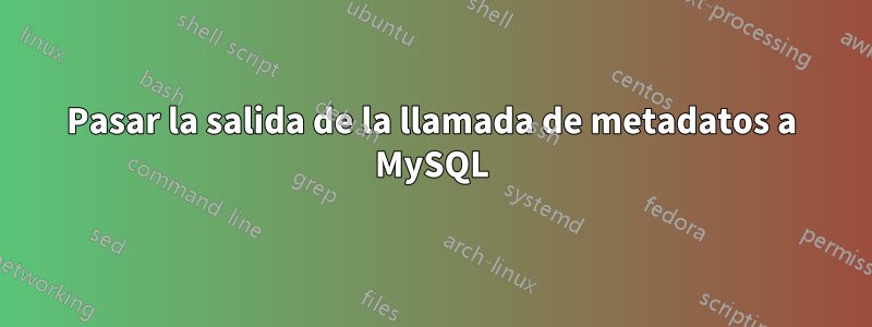 Pasar la salida de la llamada de metadatos a MySQL