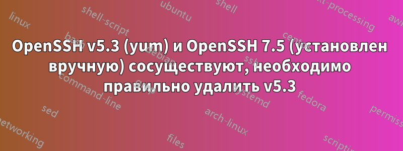 OpenSSH v5.3 (yum) и OpenSSH 7.5 (установлен вручную) сосуществуют, необходимо правильно удалить v5.3