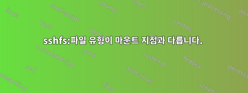 sshfs:파일 유형이 마운트 지점과 다릅니다.