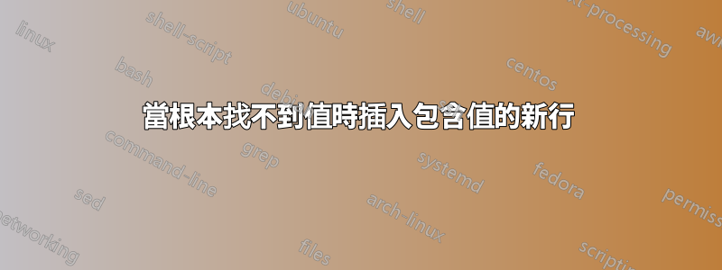 當根本找不到值時插入包含值的新行