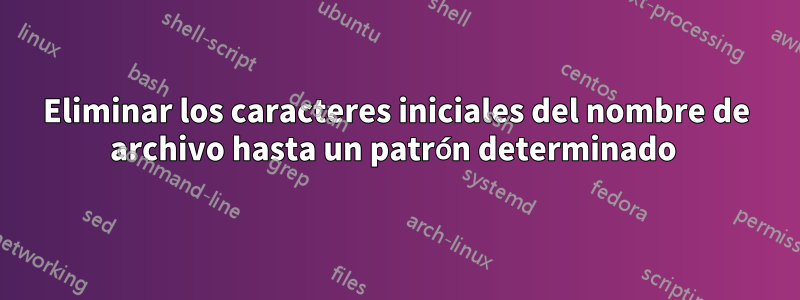 Eliminar los caracteres iniciales del nombre de archivo hasta un patrón determinado 