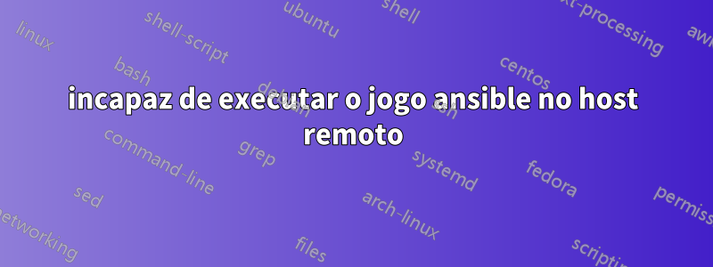 incapaz de executar o jogo ansible no host remoto