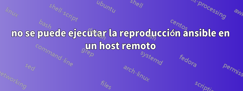 no se puede ejecutar la reproducción ansible en un host remoto