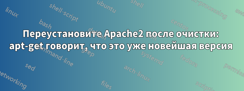 Переустановите Apache2 после очистки: apt-get говорит, что это уже новейшая версия