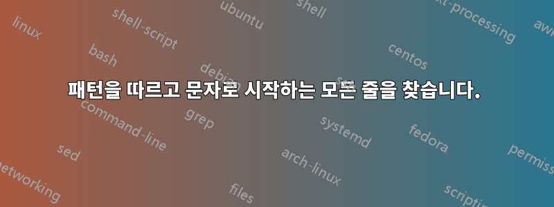 패턴을 따르고 문자로 시작하는 모든 줄을 찾습니다.