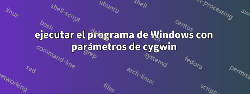 ejecutar el programa de Windows con parámetros de cygwin