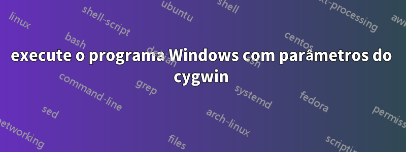 execute o programa Windows com parâmetros do cygwin