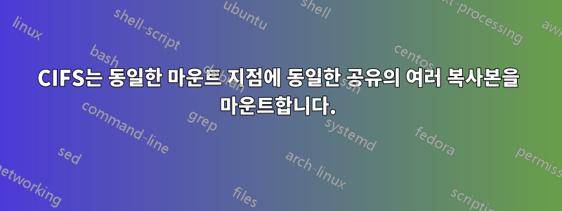 CIFS는 동일한 마운트 지점에 동일한 공유의 여러 복사본을 마운트합니다.