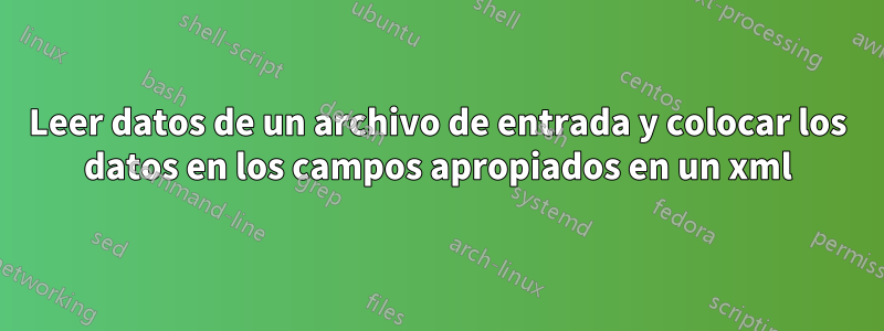 Leer datos de un archivo de entrada y colocar los datos en los campos apropiados en un xml