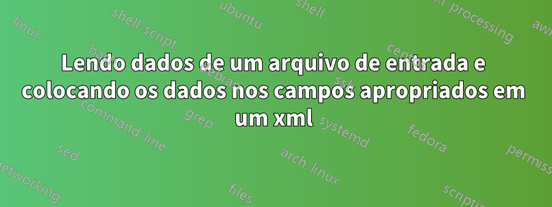 Lendo dados de um arquivo de entrada e colocando os dados nos campos apropriados em um xml