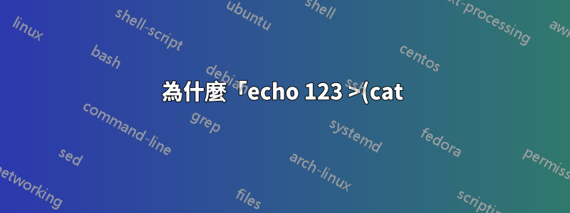 為什麼「echo 123 >(cat)」的輸出中有「/dev/fd/63」?