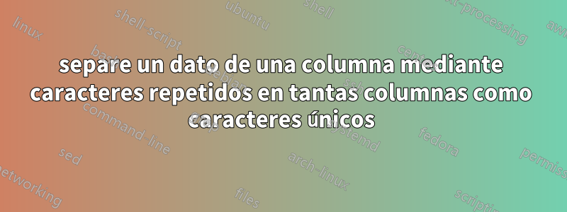 separe un dato de una columna mediante caracteres repetidos en tantas columnas como caracteres únicos